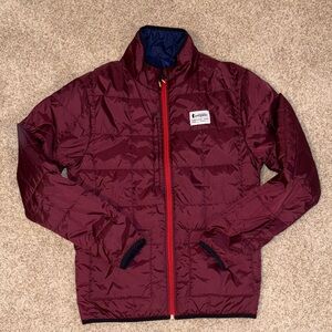 Reversible! Burgundy Puffer Jacket or Blue/green color block